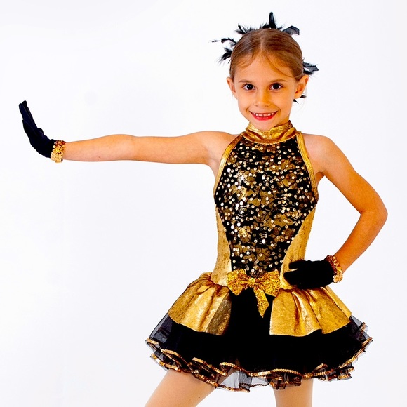 (S) Top Quality Costume Gold & Black Dance Made in USA or Dressup Fun Halloween - Picture 1 of 13